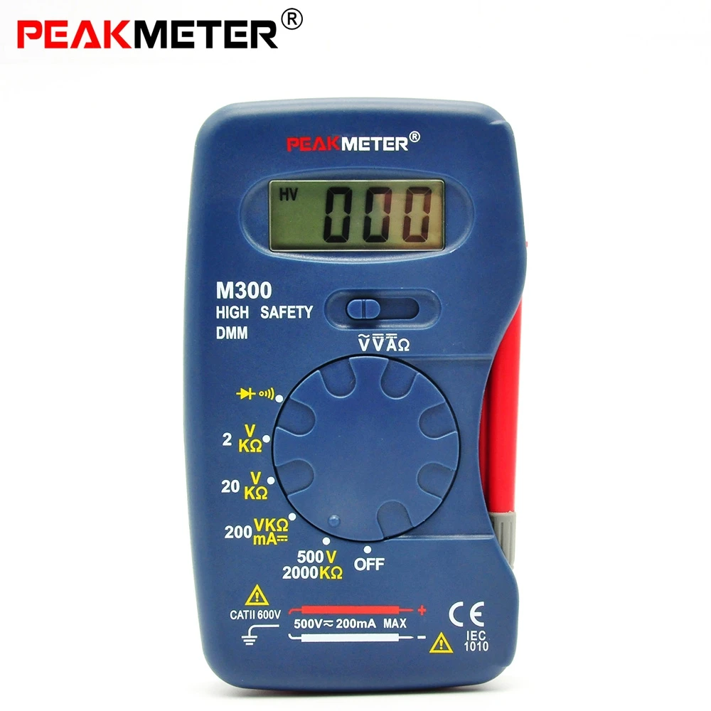 

PEAKMETER M300 Digital Multimeter Handheld 2000 Counts AC / DC Voltage DC Current Resistance Frequency Diode Test and Continuity