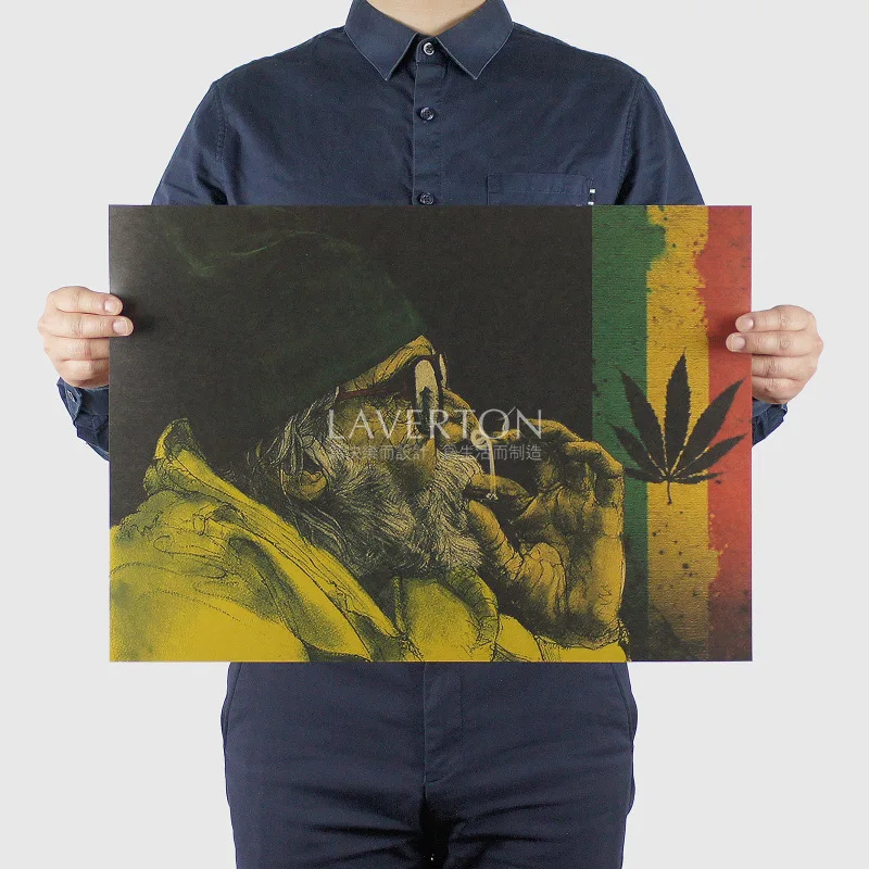 Jamaica Reggae MUSIC B/ BobMarley Musician /kraft Paper / Bar poster/настенные наклейки/ретро