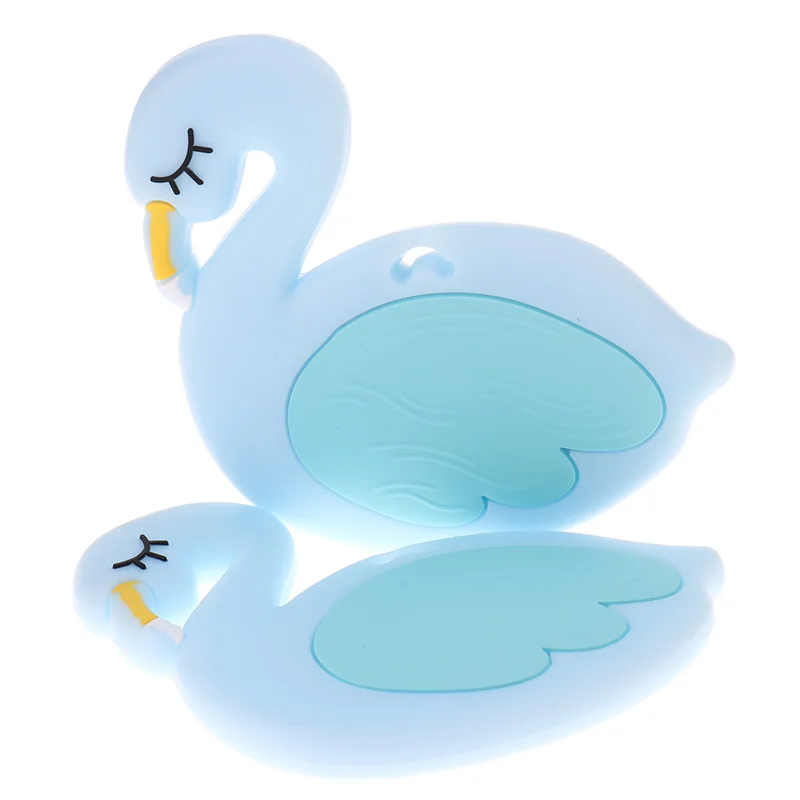 10pc 백조 Teethers 치아 플라밍고 실리콘 Teething 안전 Teether Bpa 무료 동물 씹는 음식 실리콘 Teething  선물