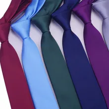 Ricnais, узкий галстук, полиэстер, простые галстуки для мужчин, Свадебный костюм, тонкий классический однотонный галстук на шею, Повседневный, чистый, 6 см, красный галстук