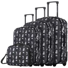 DAVIDJONES 4 Piece Luggage Sets 20″ 24″ 28″ & cosmetic case carry-on suitcase vintage print women travel make-up bag
