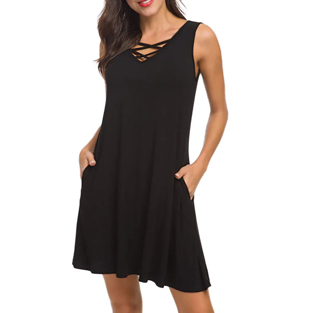 v neck t shirt dress with pockets