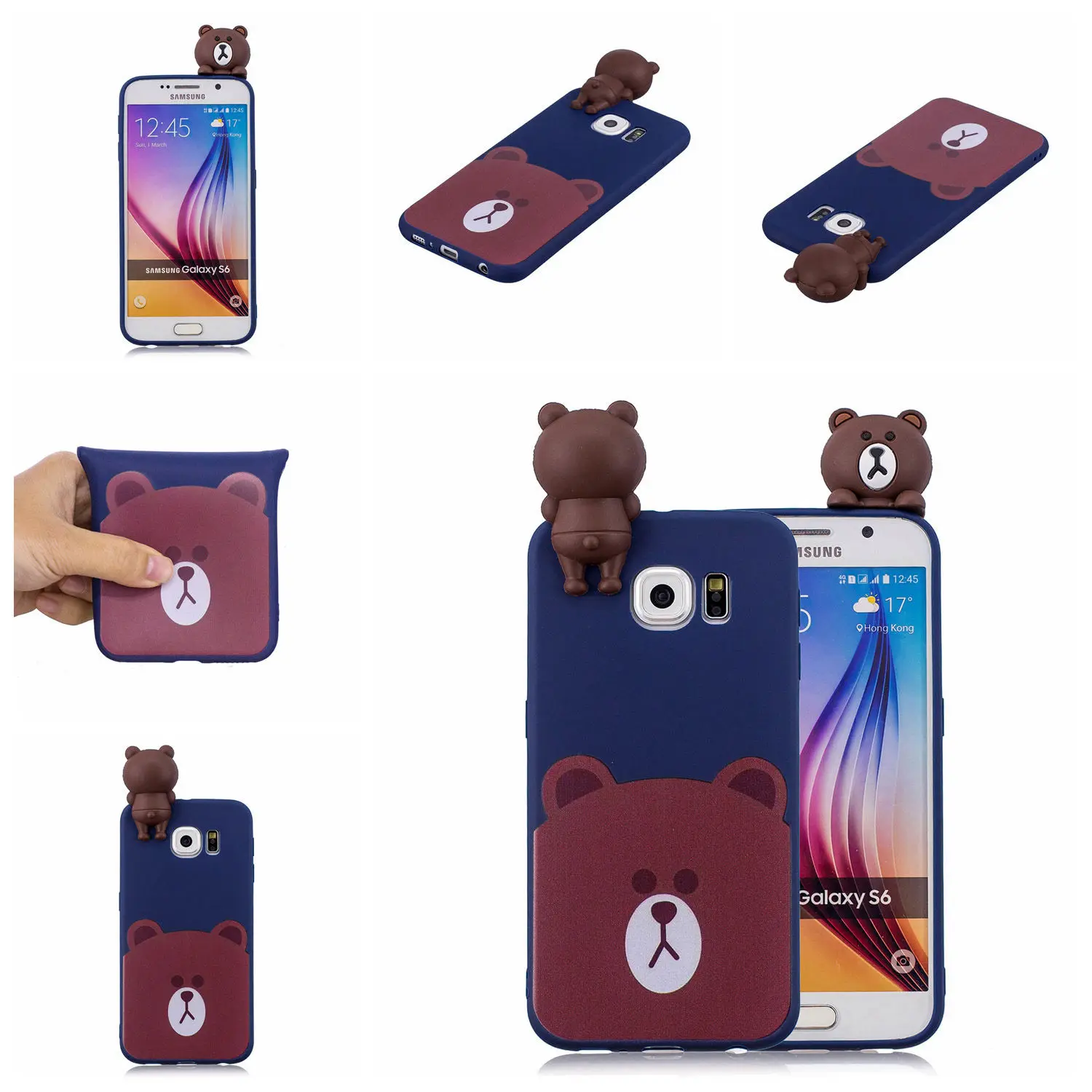 Прекрасный мультфильм мягкими телефонные чехлы для Samsung Galaxy S6 край чехол милый