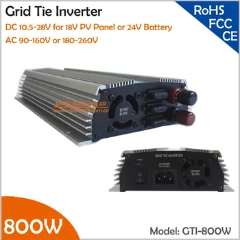 

800W Grid Tie Micro Inverter for 18V solar panel or 24V battery, 10.5-28V DC to AC 110V/220V Pure Sine Wave Solar Inverter