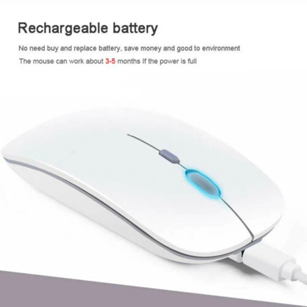 USB перезаряжаемая Беспроводная компьютерная игровая мышь для MacBook Air Mac Pro Xiaomi