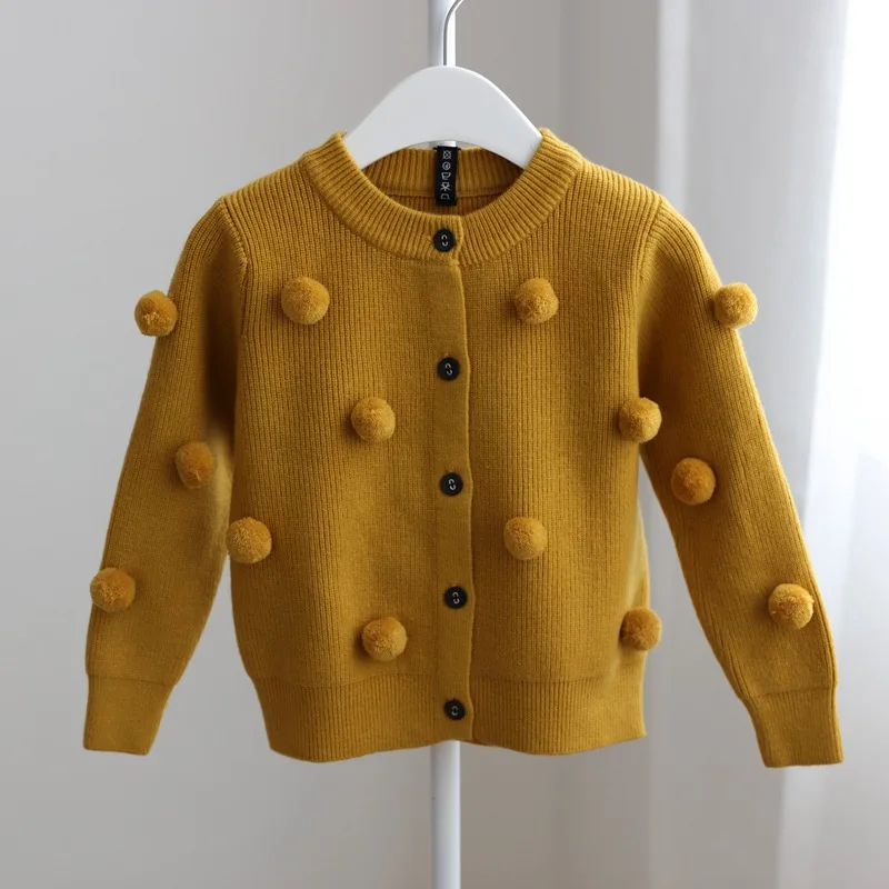 Girls Cardigan Autumn Winter Kids Girls Sweaters Pompom Knitted Toddler Girl Winter Clothes Sweater Coat Girls Outerwear