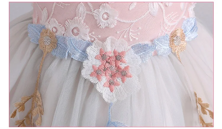 2019 платье с цветочным принтом в европейском и американском стиле для девочек, Фланелевое платье принцессы на свадьбу, детское Пышное