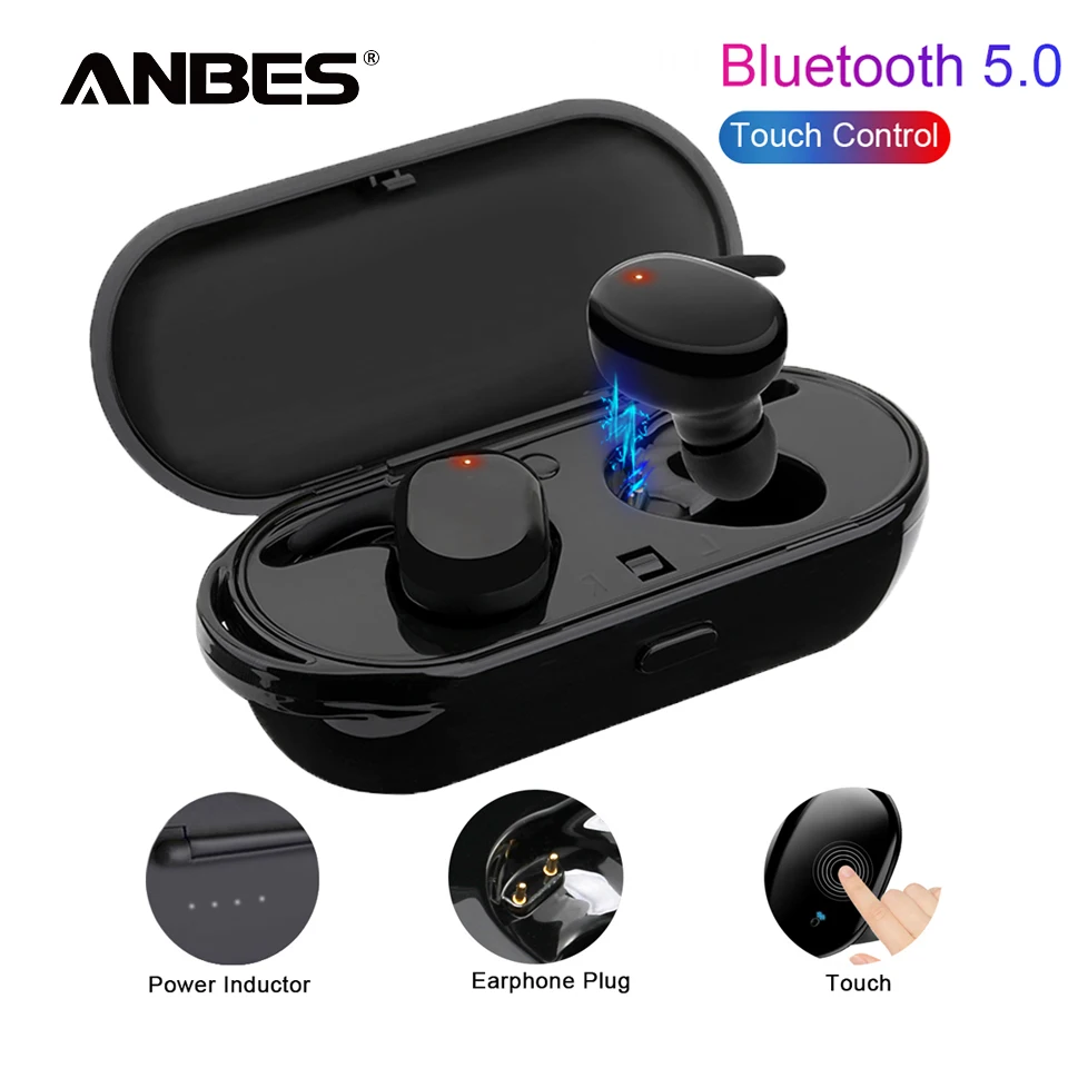 

Touch Control Bluetooth Earphone 5.0 IPX5 Mini Wireless Earphones Sport in Ear Stereo Cordless Earbuds with Charging Case