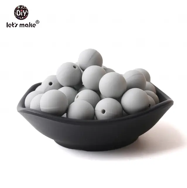 Let's make 50pcs Silicone Beads 12mm Eco-friendly Sensory Teething Necklace Food Grade Mom Nursing DIY Jewelry Baby Teethers light gray