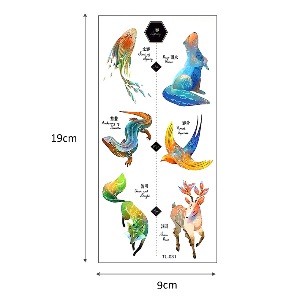 Временная водостойкая татуировка 19*9 см 10 шт./компл.|animal body art|tattoo sticker wolftattoo |