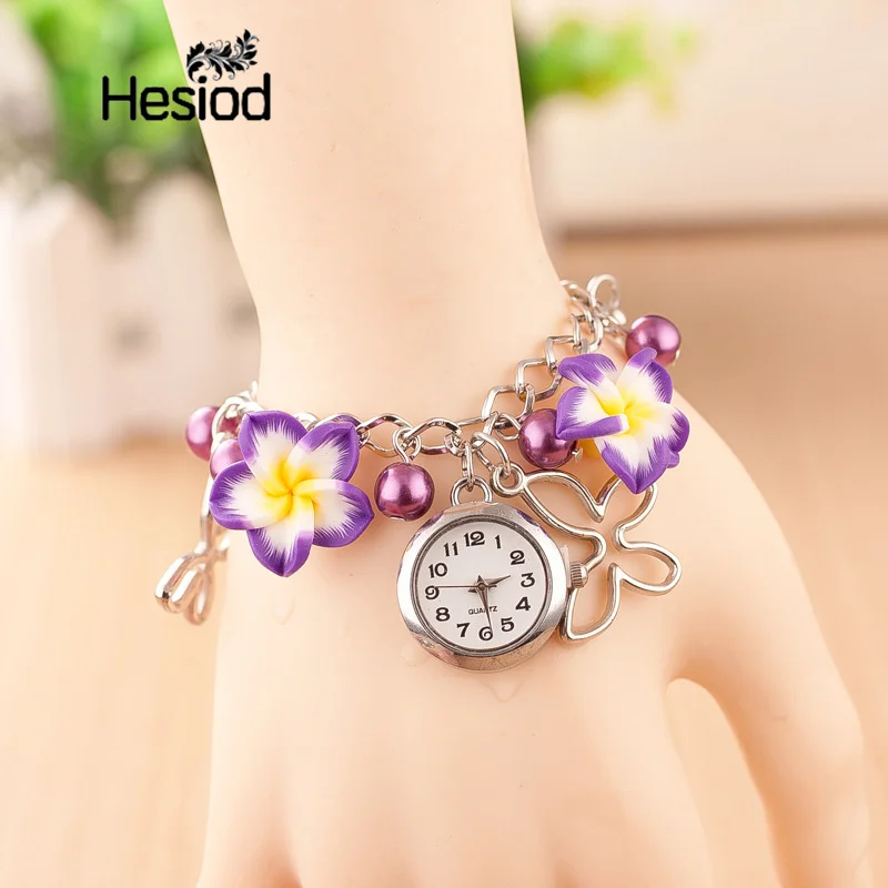 Летние модные женские часы-браслет в стиле бохо, женские часы, ручная работа, глина, бабочка, цветок, цепочка, наручные часы, женские часы