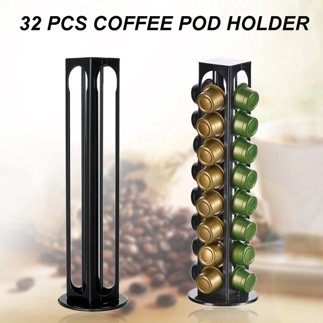 Best Offers Black 32 Capsules Coffee Pod Holder Tower Stand Storage Rack for Caffitaly Accessories Coffee Capsules Tabletop Organizer