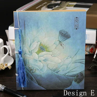 Последние Тетрадь канцелярские принадлежности Школьные принадлежности Дневник путешествия креативные милые Китайский ветер ручной доска брошюры Ретро Тетрадь - Цвет: Design E