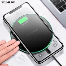 WLMLBU 10 Вт Qi Беспроводное зарядное устройство для iPhone X/XS Max XR 8 Plus QC3.0 10 Вт быстрая Беспроводная зарядная панель для samsung S8 S9 Xiaomi Mi 9