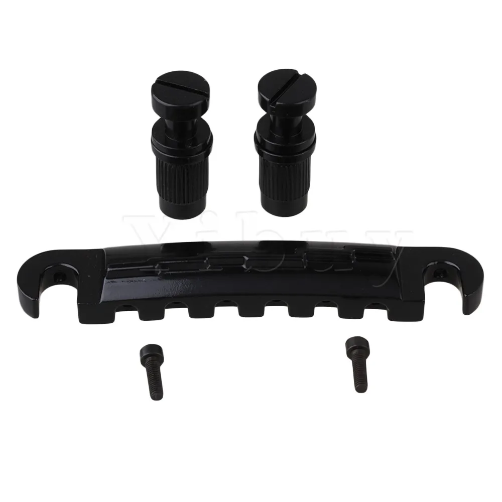 

Yibuy Black Turn over style bridge Economic Stop bar Guitar bridge for Electric Guitar