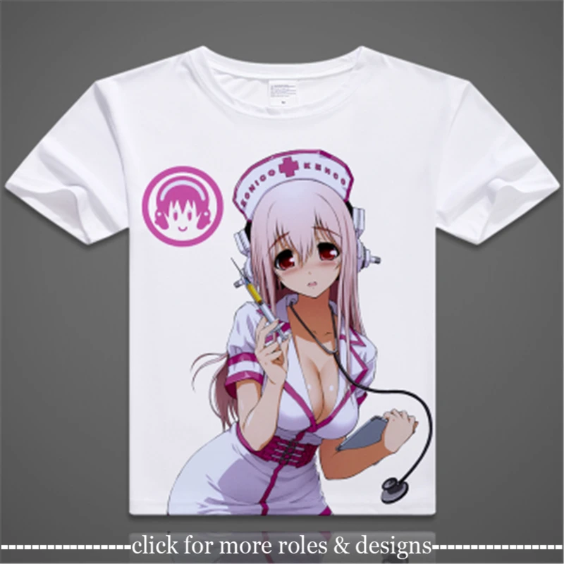 Футболка с коротким рукавом в стиле унисекс для косплея|super sonico cosplay|cosplay costumecostume