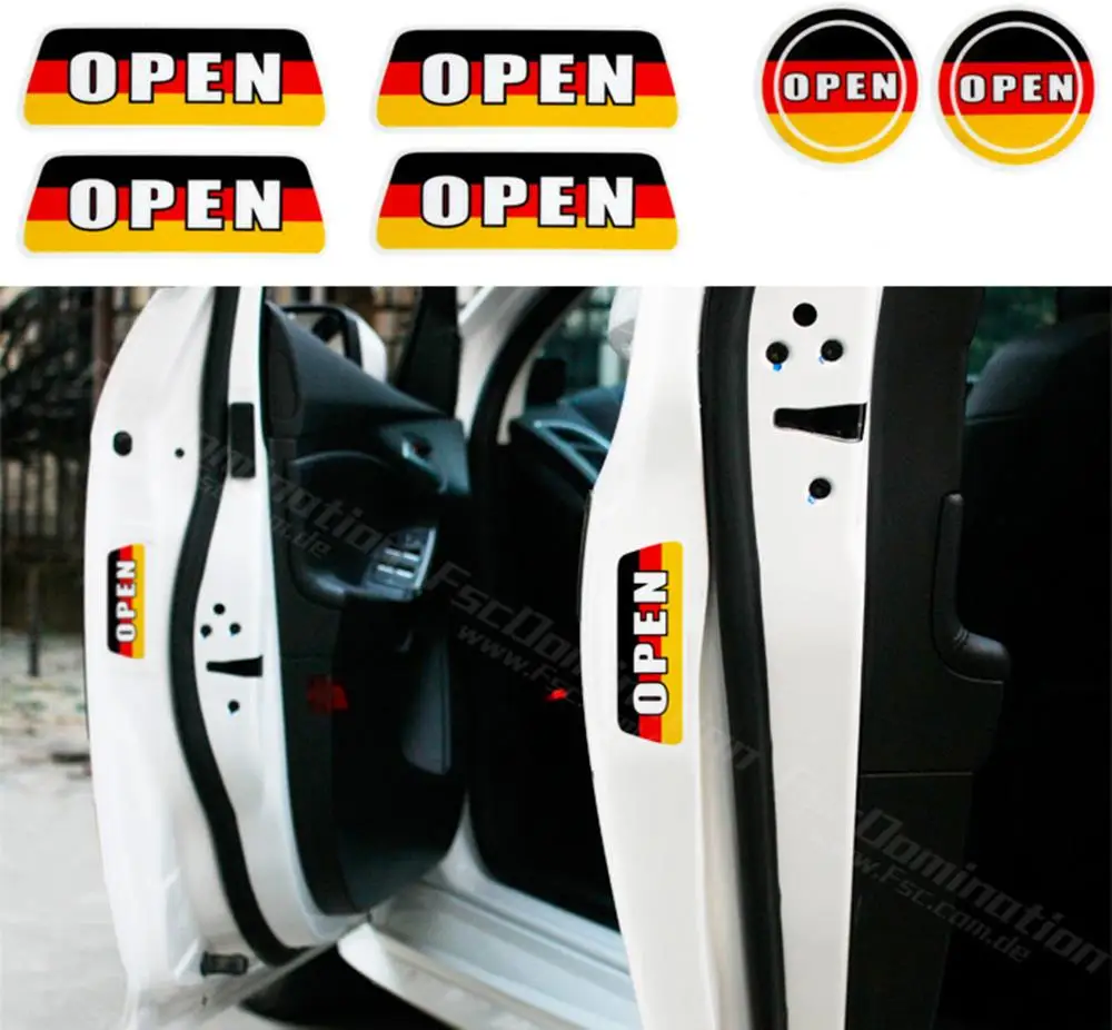6 x Newest Germany Flag Style Car Door Warning Stickers Car Rear Trunk