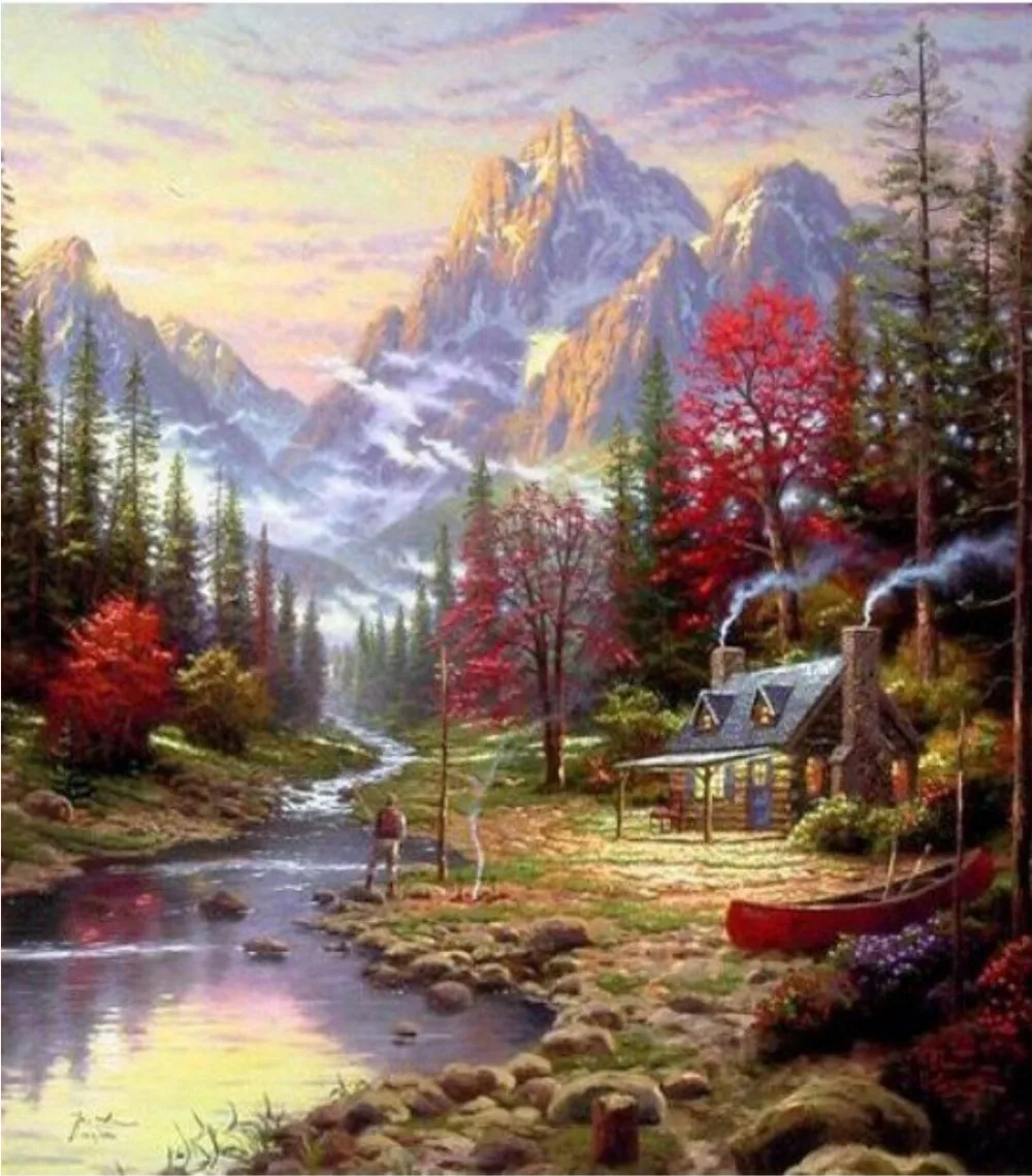 Картина маслом repro The Good Life 24x36 100% ручная роспись | Дом и сад