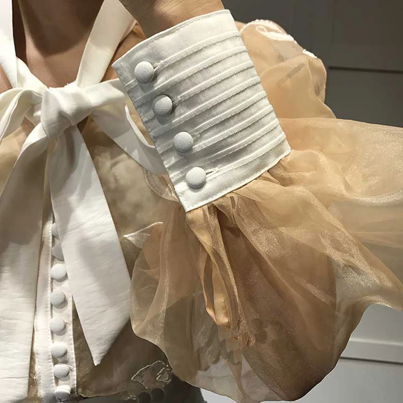 Новое поступление осень рукав в виде фонаря с изображениями цветов блуза с вышивкой и Высокая Талия белые шорты с кисточками Для женщин комплекты из 2 предметов курорт набор