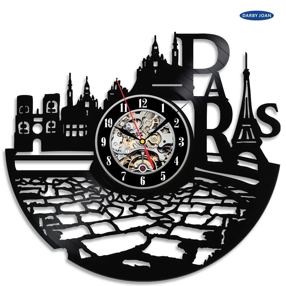 

France Paris City Theme Vinyl Wall Clock Bedroom Decoration la crosse dial vision