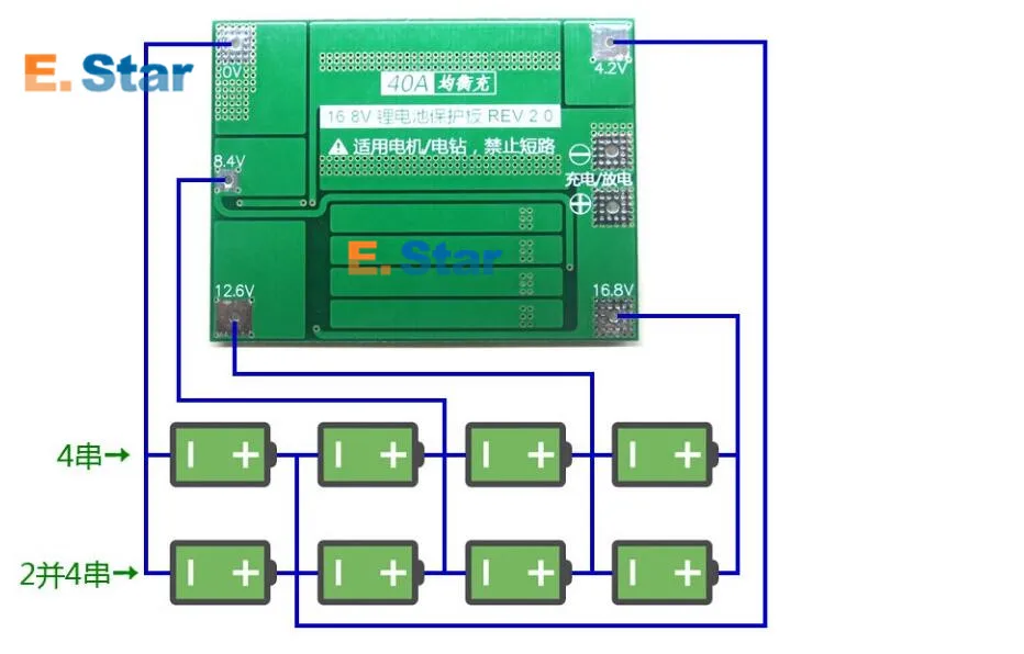 4S 40A литий-ионная батарея 18650 зарядное устройство PCB плата защиты BMS с балансом для бурильного двигателя 14,8 в 16,8 в Lipo модуль