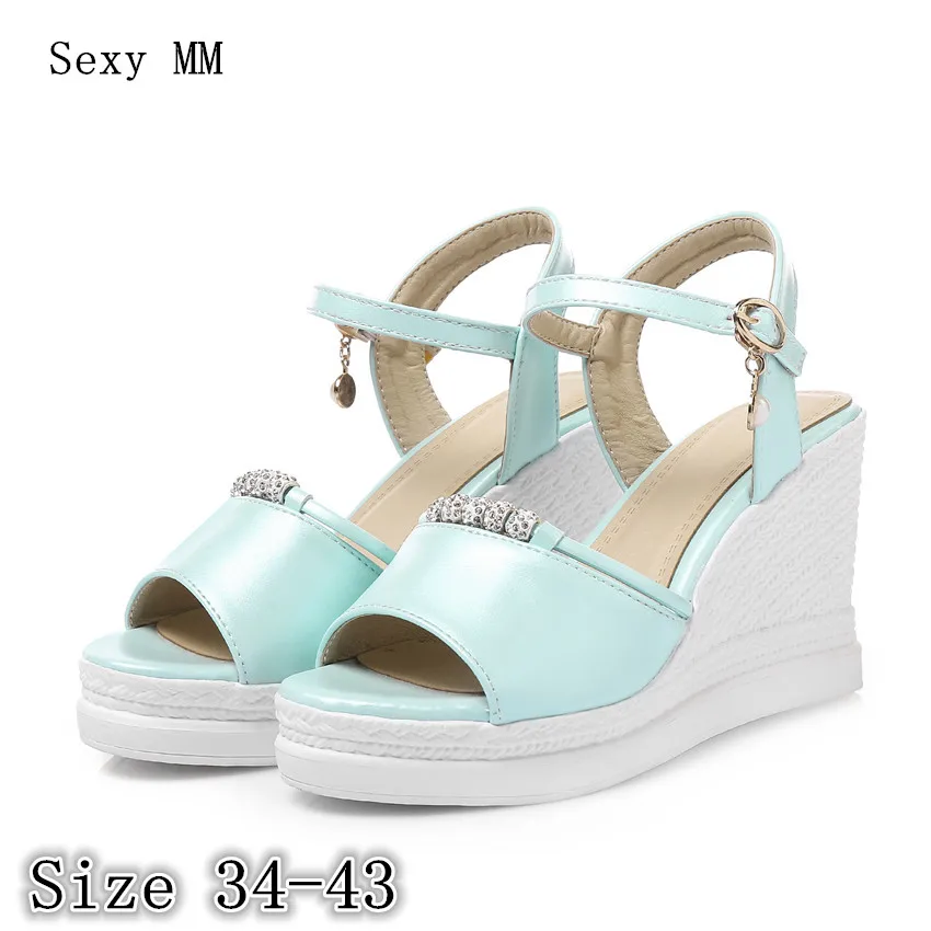 

Women Platform High Heel Wedge Sandals Peep Toe Shoes Woman Summer High Heels Wedges Gladiator Sandals Plus Size 33- 40 41 42 43