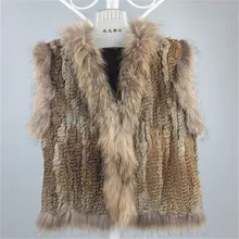 Осенне-зимний вязаный свитер с кроличьим мехом, модная меховая жилетка с кисточками и кроличьим мехом
