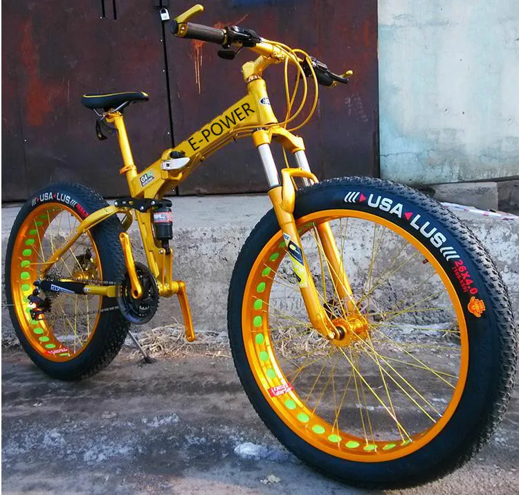 Excellent KALOSSE 26*4.0 inch tires  full suspenion   beach mountain bike  21/24/27/30 speed  Fat bicycle , bicicleta mountain bike 1