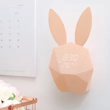 

Digital Thermometer Smart Clock Magnet Animal Clock Cartoon Rabbit Voice Control Night Light Bracket Clock Charge CreativeSnooze