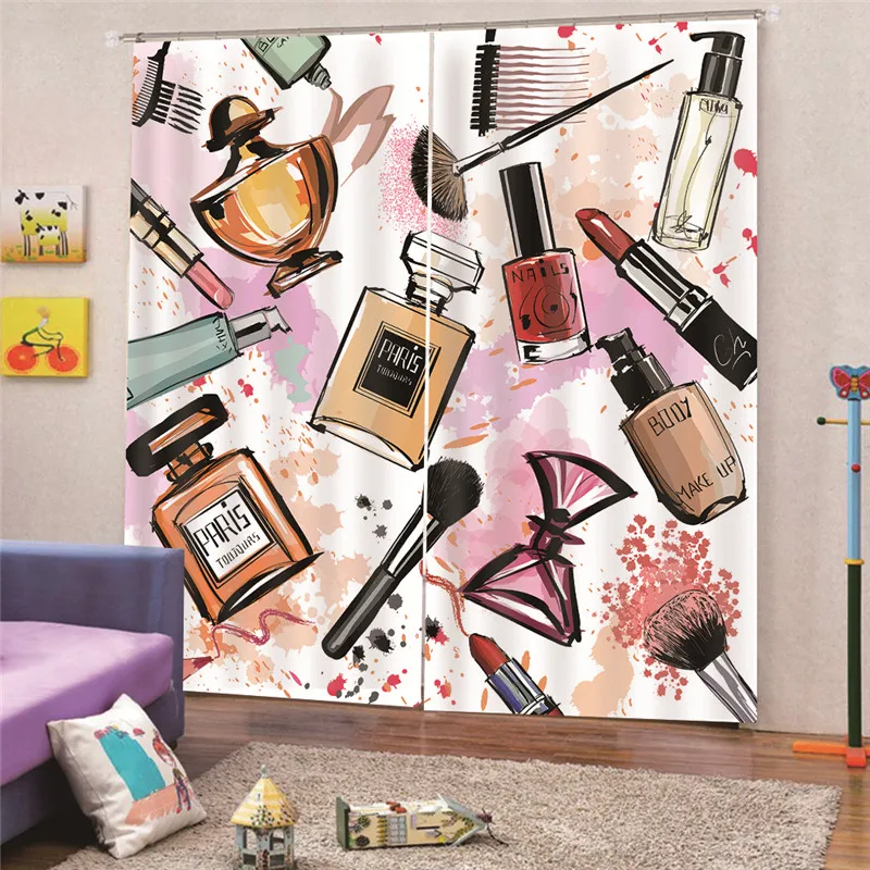 3d Digital Print Makeup Curtains Modern Luxury Blackout Window For