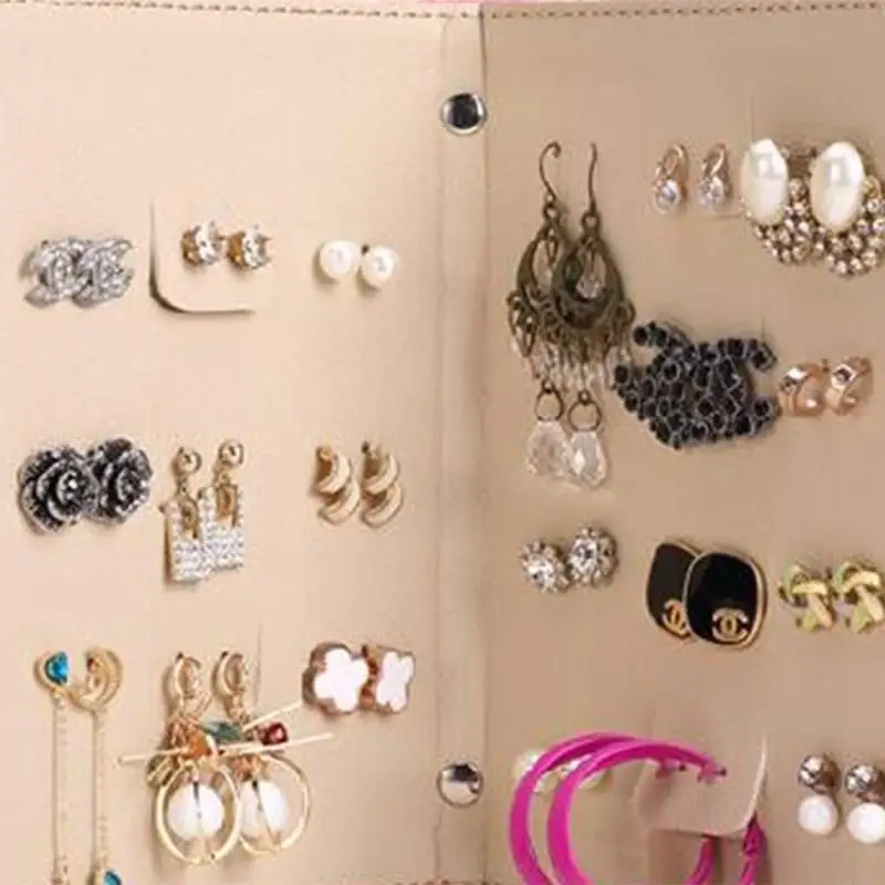 

Portable PU Leather Earrings Collection Box Stud 42 Pairs Jewelry Book Jewelry Page Jewel Display Creative Jewelry Storage Box