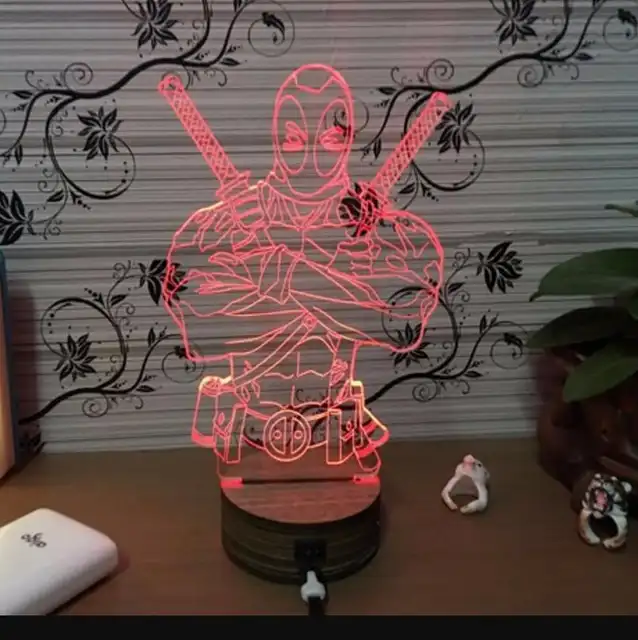 Marvel Figure Deadpool 3d Table Lamp Color Changing Children Sleeping Night Light Living Room Bedroom Mood Lamp Usb Charge