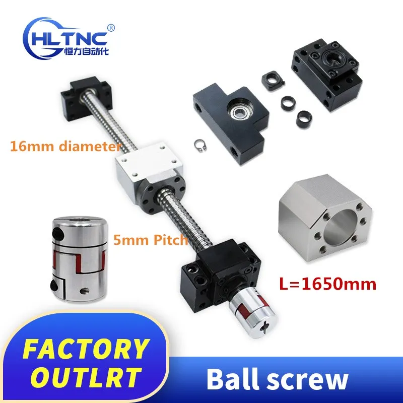 

SFU1605 1650mm rolled ball screw C7 with end machined + 1605 ball nut & nut housing BK/BF12 end support + coupler