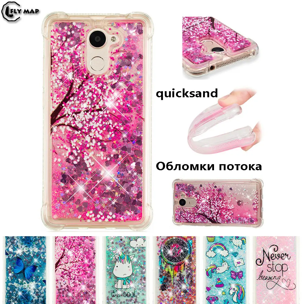 Glitter Stars Cover for Huawei Y7 2017 TRT-LX1 Dynamic Liquid Debris Quicksand Back Case for Huawei Y7 Prime 2017 TRT-L21A Case