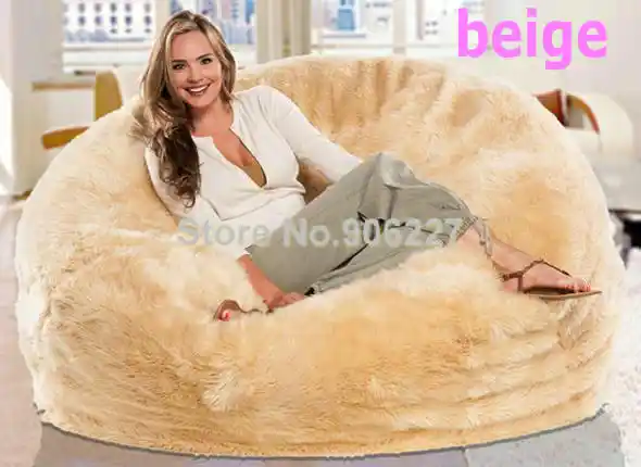 Large Lush Soft Shaggy Alpaca Fur Bean Bag Cloud Bean Bag Chair