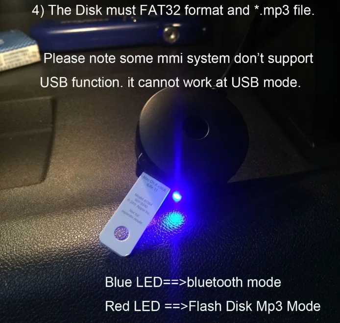 Беспроводной Bluetooth музыкальный адаптер USB флеш-накопитель кабель MP3 для Audi A3 A4 A5 A6 Q5 Q7 AMI MMI 3g 3g+ VW MDI система