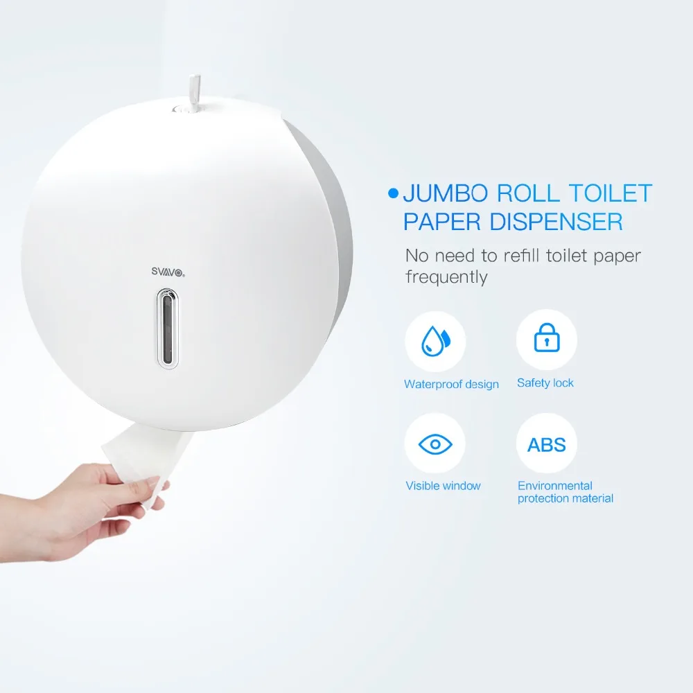 SVAVO Jumbo Roll Tissue Dispenser ABS Roll Toilet Bathroom Kitchen