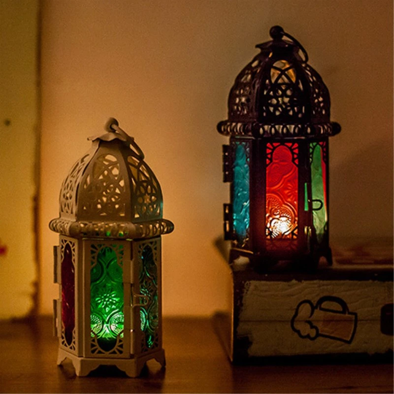 European Candle Holder Wrought Iron Stained Glass Candlestick Wind Lamp Classical Wind Bar Creative Home Candle Lamp Candle Holders Aliexpress