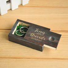 Персонализированная Коробка для обручальных колец, коробка для несущих колец на заказ, деревенский держатель для свадебных колец, деревянная коробка для колец, персонализированные названия и даты