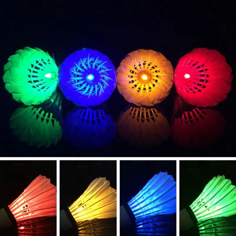 4 piezas luces LED Badmintons Shuttlecock bádminton LED interior/exterior Durable ligero deportes suministros para noche 4 piezas luces LED Badmintons Shuttlecock bádminton LED interior/exterior Durable ligero deportes suministros para noche