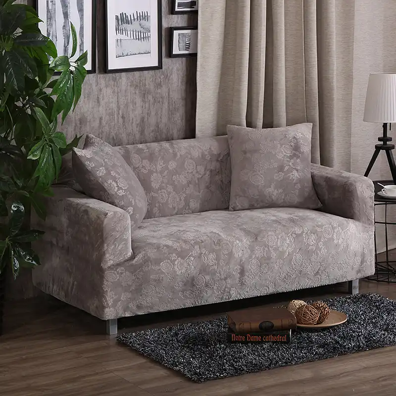 Modern Suede Sofa Cover Soft Slipcover Four Season Fl Printed Stretch Case Furniture Elastic Covers Fundas 1 2 3 4 Seat