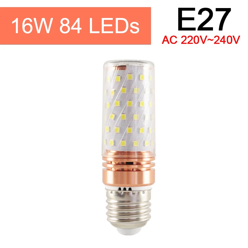 GreenEye E27 светодиодный лампочка E14 Светодиодный светильник 3 Вт 12 Вт 14 Вт 16 Вт SMD2835 AC 220 В 240 В кукурузная лампочка люстра Свеча светодиодный светильник для украшения дома - Испускаемый цвет: E27 84LEDs 16W