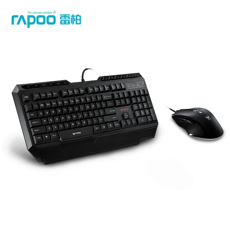 Rapoo V100 Full Keys Programmable Luminous High-Speed PRO Gaming Keyboard & Mouse 2-in-1 Combo for PC Laptop Gaming