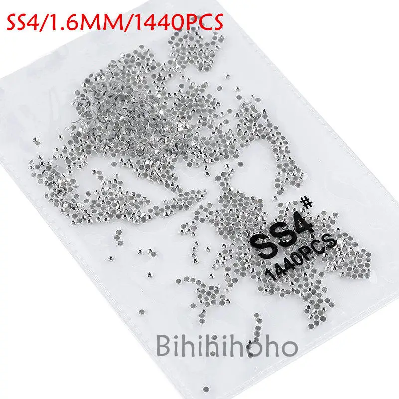 Супер Блестящий 1440 шт SS3-SS8 Flatback многоцветный не исправление стразы для дизайна ногтей - Цвет: glue white ss4