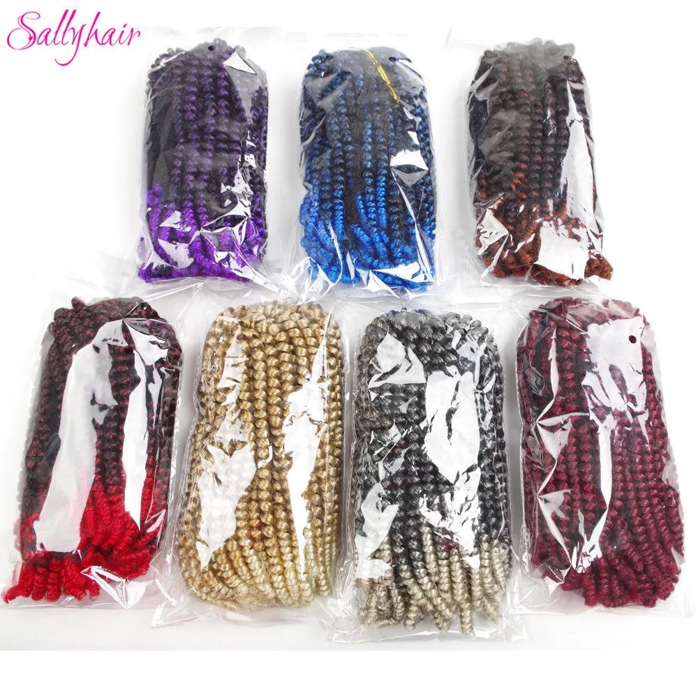  Crochet Braids Ombre Spring Twist Hair Kanekalon Synthetic Hair Extensions Braids Kinky Curly Twists (1)