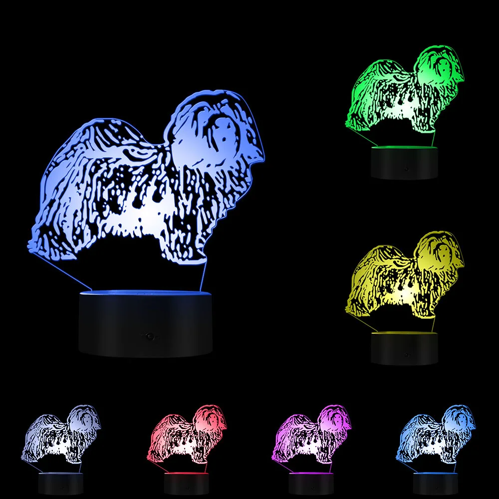 Bischon Havanese Dog Breed 3D Optical Illusion Night Light Whiffet Animals Pet Shop Decor Acrylic Creative Table Visual Lamp
