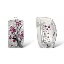 925 пробы серебряные серьги-гвоздики с цветком вишни, прозрачный CZ розовый цветок розы, ветви для женщин, юбилейная распродажа, ювелирные изделия, подарок для мамы