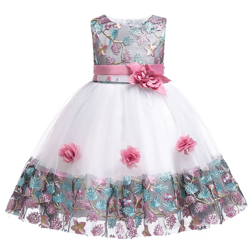 От 3 до 10 лет, цветные платья до колена с цветочным рисунком для девочек г., пышные платья из тюля для девочек, платья для первого причастия детские праздничные платья