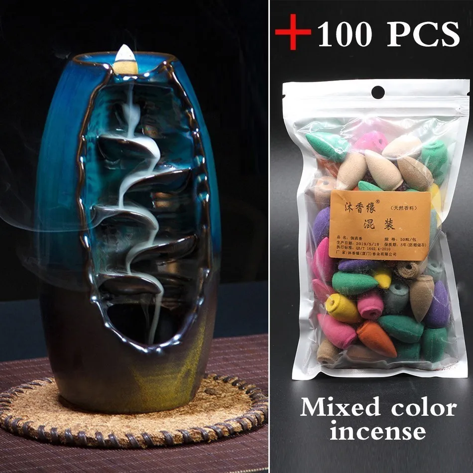 

10pcs Mountain River Handicraft Incense Holder Ceramic Backflow Waterfall Smoke Incense Burner Home Decor Wierook Waterval