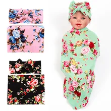 Новое одеяло для новорожденных девочек от 0 до 12 месяцев удобный мягкий хлопок хлопчатобумажное одеяльце прекрасный цветочный ребенок хлопчатобумажное одеяльце+ повязка на голову